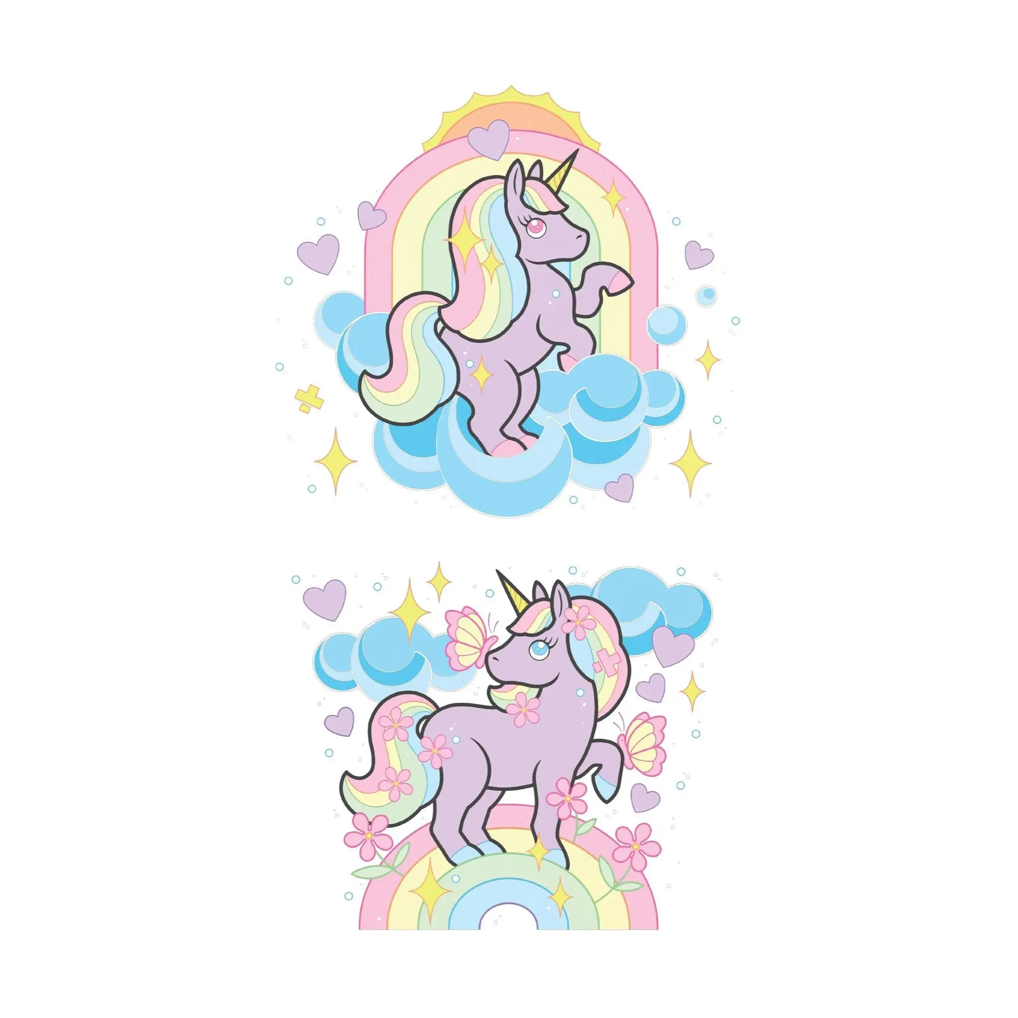 Unicorn + Rainbow Full Arm Temporary Tattoo Sleeve for Kids - Rainbows & Unicorns Fake Tattoo