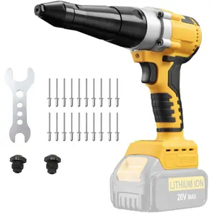 GJANSH Cordless Rivet Gun Compatible with Dewalt 20V Battery, Electric Rivet Gun Kit, Brushless Blind Riveter Tool Kit for 1/8", 5/32", 3/16" Rivets (Tool Only, No Battery),fathersdaygift fathersdaygift