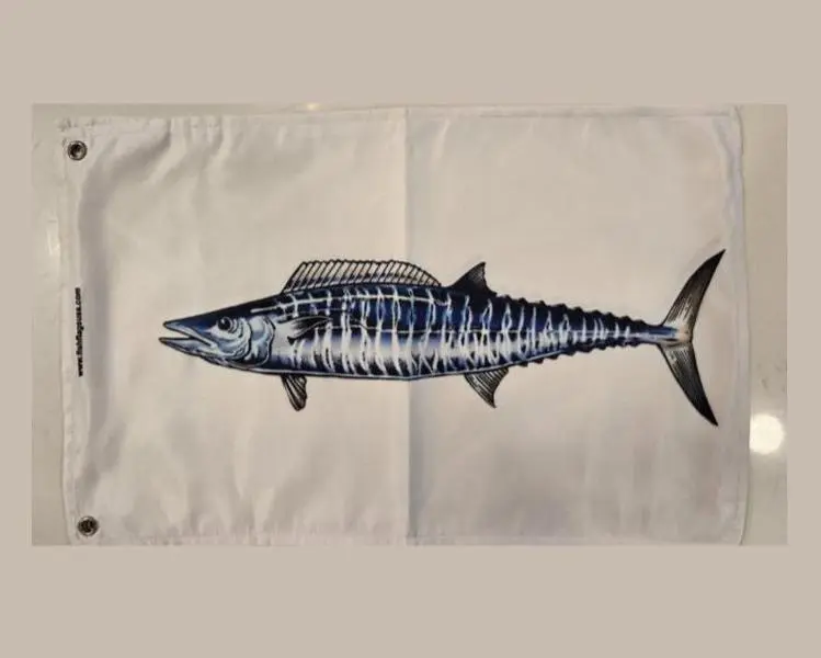 Realistic Wahoo Fishing Flag for Boats, 13" x 18" Tournament Size Double Panel, Water-Resistant Micro Twill, Double Sewn for Durability, Water Sports, More Realistic Wahoo, Realistic Design