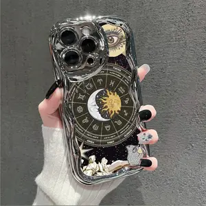Celestial Constellations: Sun, Moon and Stars United Painted in Soft Protective Electrolytic Cream for iPhone 17 16 15 14 13 12 11 PRO MAX PLUS AIR and 16E AIR XR XS MAX Thick Anti-Shock Phone Case Beautiful and Fashionable