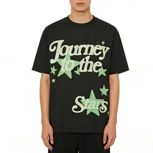 Men's Vintage Journey To The Stars Graphic Tee Oversized T-Shirt | Retro Space Exploration Vacation Tee, Distressed Soft Cotton Streetwear for Casual & Lounge Vacation Daily Outfits