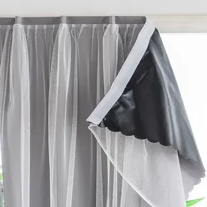 1pc 100% Blackout Curtains with Magic Tape, Ideal for Bedroom Living Room Kitchen Party Decor, Easy Installation Minimalist Style Drapes, Thermal Insulated Curtain, Net Curtain Window