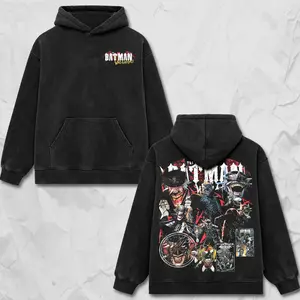 Retro Comics Batmen Who Laughs Graphic Oversize Acid Washed Cotton Hoodie, Sweatshirt, Tee - TV Series Movie Graphic Design Unisex Top Cotton Streetwear T-Shirt Clothes