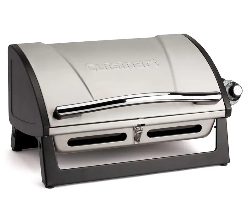 Cuisinart Grillster 8,000 BTU Portable Gas Grill with Spacious Enamel Steel Grate & Push Button Ignition for Quick Setup and Easy Cleanup