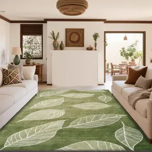 Velvet Soft Comfortable Home Rug, Home Decorative Rugs, Leaf Print Pattern, Holiday Decor Carpet for Hallway Living Room Bedroom Door Mat