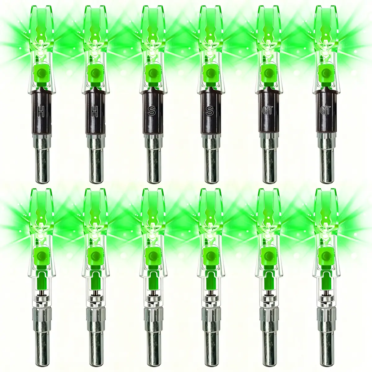 NoxDyn X Lighted Nocks for Arrows with .204'' .233'' .244'' .248'' Inside Diameter H S GT Bushings High Visibility Red Blue Green Lights ON Off Switch for Archery