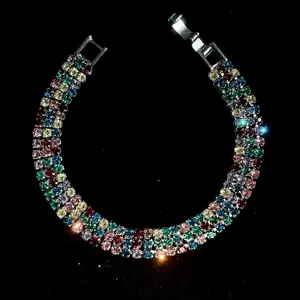 Colorful Moissanite Tennis Bracelet | Three rows of 138 7.8-inch lenses| 2026 New Arrival | Perfect for Prom & Party Looks