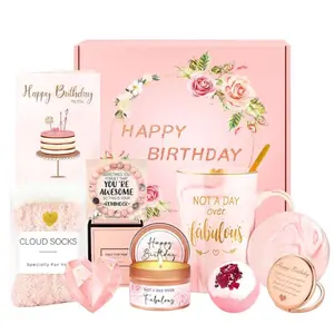 Mother's Day Gift Birthday Gifts for Women Happy Birthday Gift Baskets for Women Unique Not A Day Over Fabulous Mug Gift ideas Pink Gifts Box Set Presents for Her Friends Mom Sister Wife Coworkers Daughter Aunt Mom