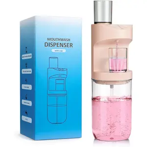 Automatic Mouthwash Dispenser for Bathroom,Bathroom Accessories 19.4 Fl Oz Dispensers with  Cups,Wall Mounted Dispenser,Suitable for All  Groups,