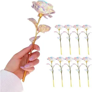 Rose Gifts for Women Birthday Gifts Colorful Rainbow Enchanted Crystal Flower Gifts for Wife Daughters Sister Friends Flower Arrangement Box