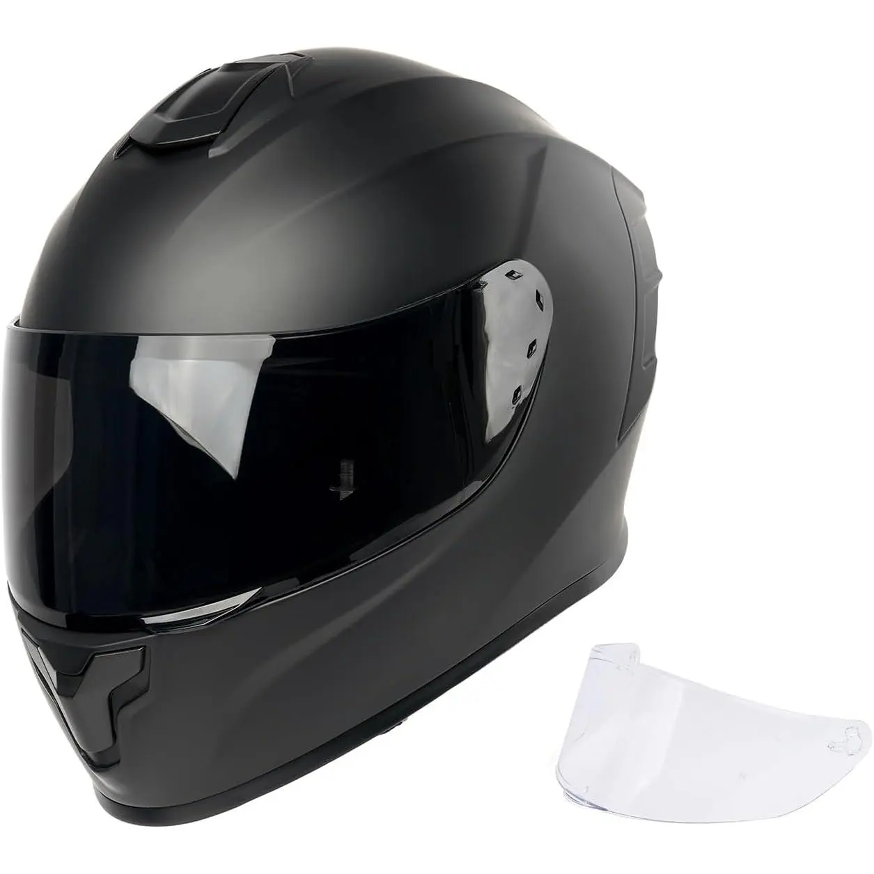 Full Face Motorcycle Helmet for Adults Men & Women DOT Approved Motorbike Street Bike Racing Helmets with Tinted & Clear Visors (Matte Black, Large)