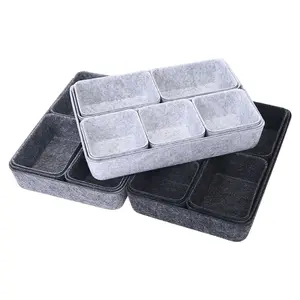 7 Piece Set Integrated Felt Storage Box, Drawer Organizer for Cosmetics, Living Room & Home Essentials, Non-Prop 65 Compliant