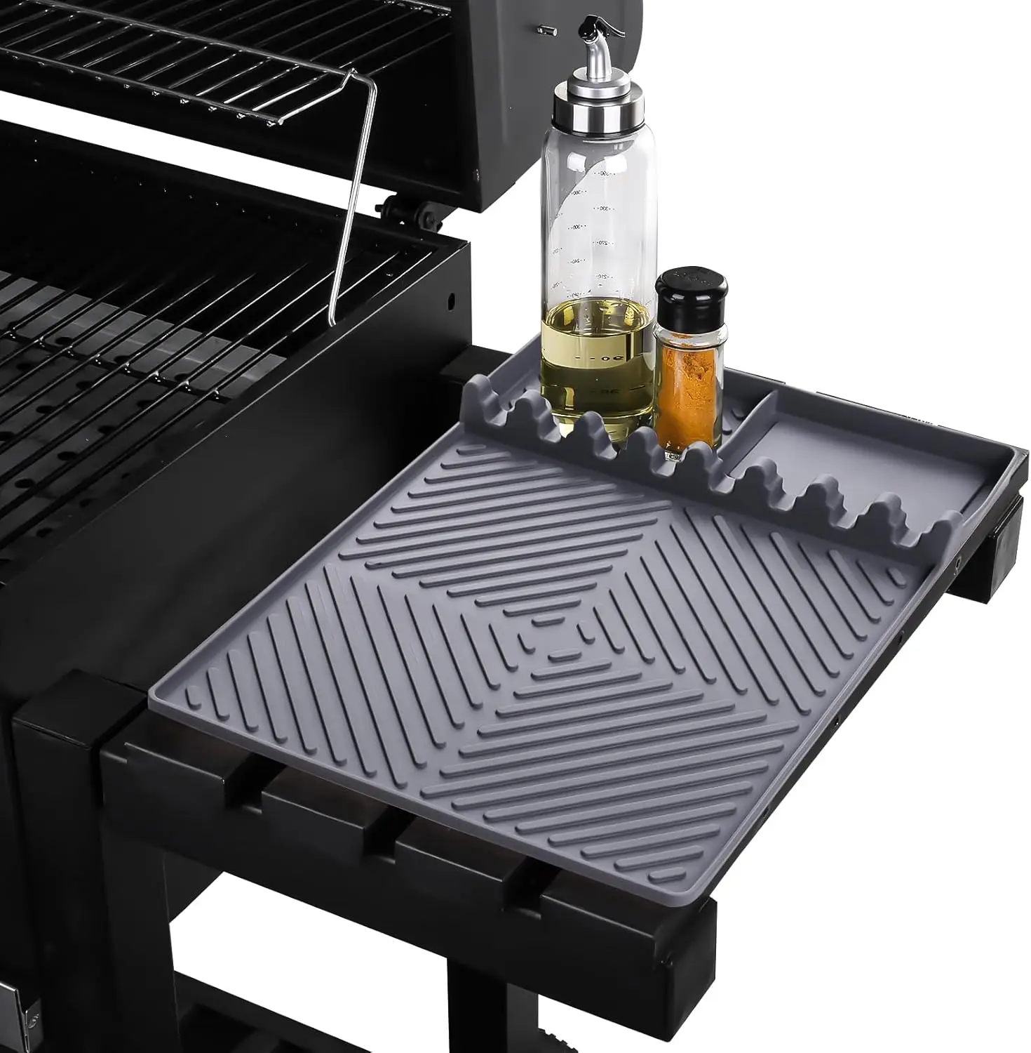 Silicone BBQ Tool Mat – 1-Pack Grill Pan Mat,Waterproof & Oil-Resistant Draining Pad，outdoor kitchen Accessory for Blackstone Side Rack Mat,Essential