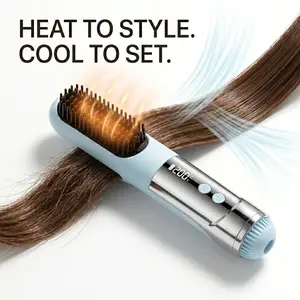 Cordless Ionic Hair Straightener Brush Portable Mini Straightening Comb Rechargeable Battery Powered Anti-Frizz Fast Heating Tool with LCD Display & Cool Airflow Styler for All Hair Types