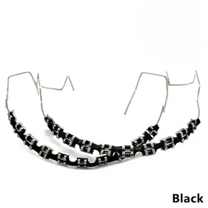1 Pair Fake Teeth Braces, Colorful Metal Bracket with Metal Wire, Temporary Orthodontic Style, Adult Teeth Decoration Accessories