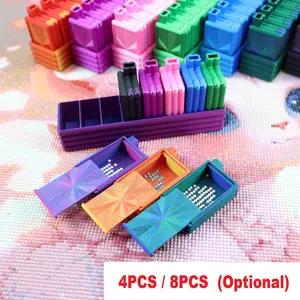 DIY Diamond Painting Storage Tool Set, Multi-Functional Organizer with Base, 4/8 Small Compartments, Various Styles Available, Diamond Art Tools