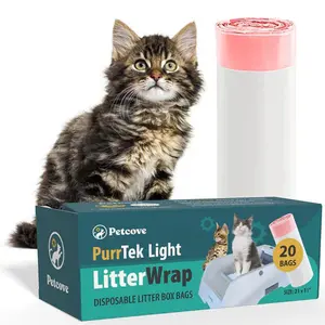 PurrTek Light Litter Box Liners 20-Pack - Self-Cleaning Cat Litter Refills - Odor Block Technology - Easy Clean Up