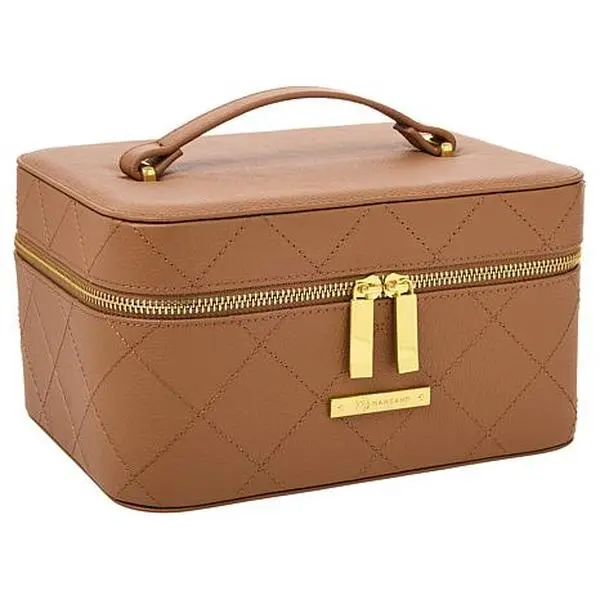 Joy Mangano Joy First Class Luxury Leather Cosmetics & More Chic Train Case