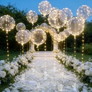 10 Balloons+10 Strings Led Lights Transparent Bubble Balls, Suitable For Wedding, Birthday Decoration, Party Supplies, Engagements,, New Year And Valentine's Day Mother's Day Independence Day Decor- Battery Powered AA Batteries and Helium Not include