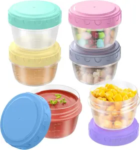 Salad Dressing Containers to Go – 6-Pack 2.7 oz Reusable, Leakproof Sauce Cups with Lids for Lunch, Bento, Work & Travel