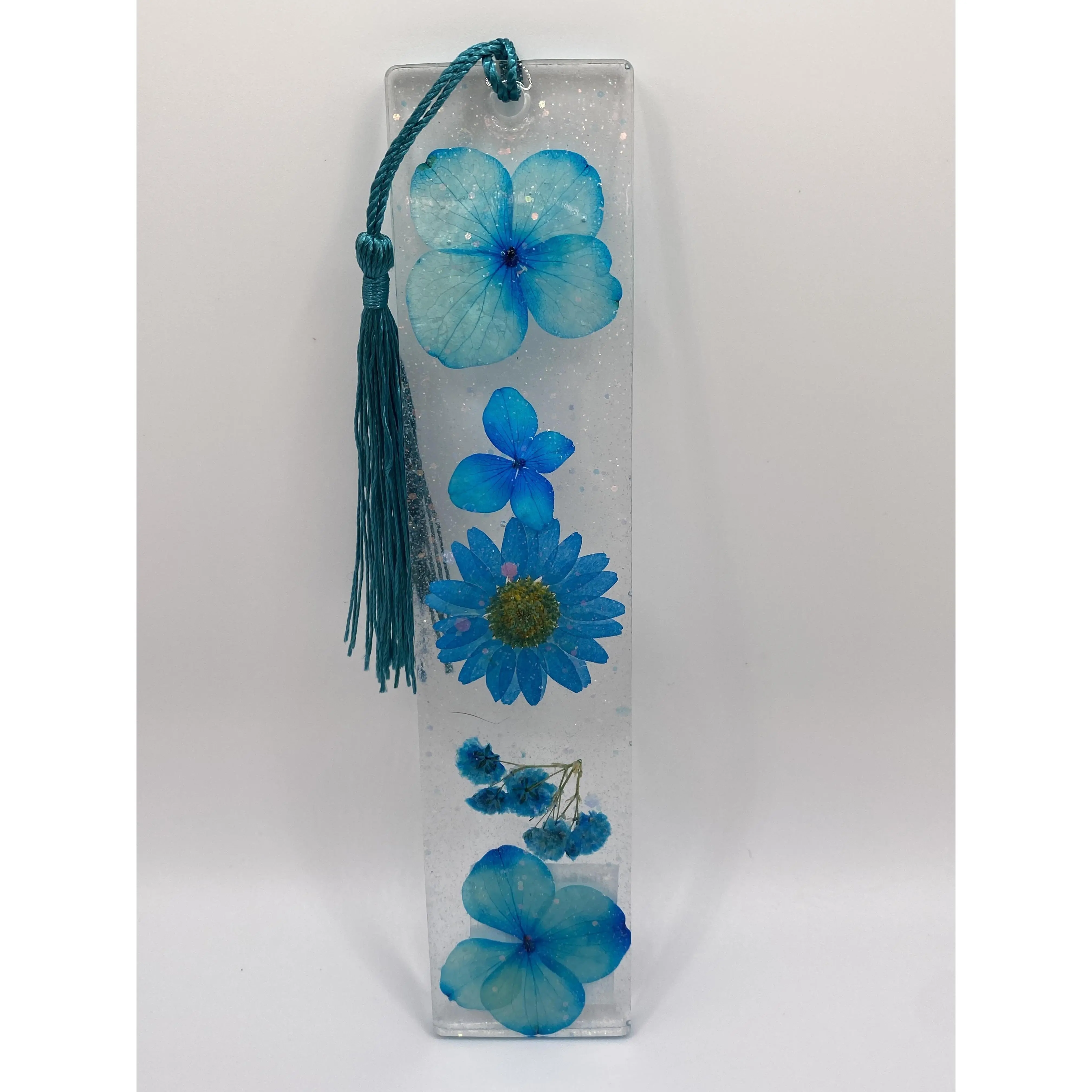 Teal Flower Resin Bookmark