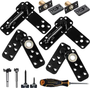 Pivot Hinge for  Door & Murphy Bookcase,570Lbs Load-Bearing,360Rotation  Door Hardware Set with Sturdy Steel,Smooth Bearing Design2Set(Black)