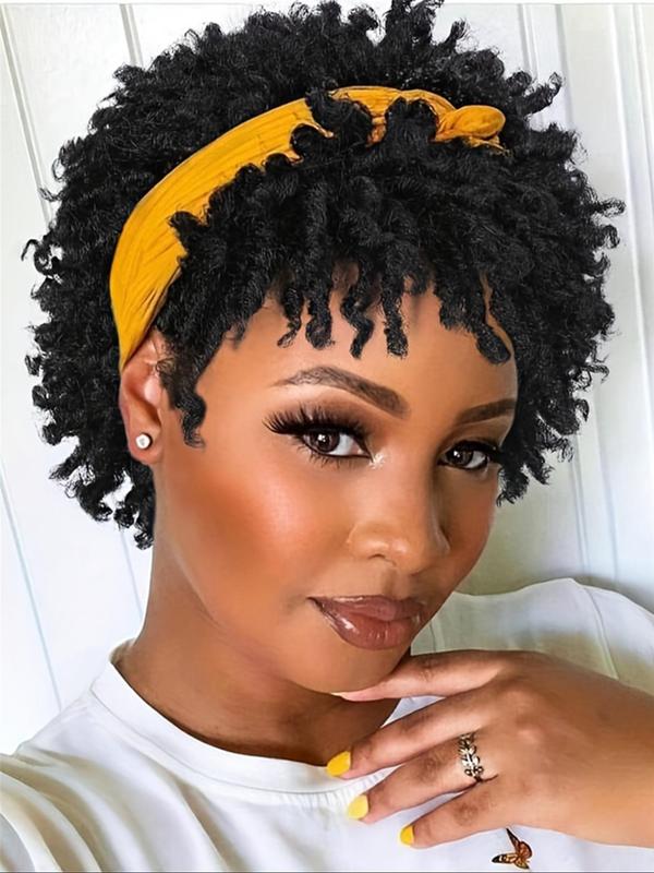 12 Inch Short Dreadlock Wig, Afro Curly Faux Locs Synthetic Wigs, Glueless Afro Kinky Twist Wigs, Synthetic Short Dreads Wig, Synthetic Braided Wig