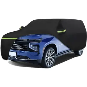 Waterproof Car Cover for 2007-2023 Chevrolet Tahoe, Cadillac Escalade, GMC Yukon (Black), 210T Custom 6 Layers Heavy Duty, All Weather Outdoor Protection