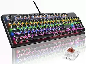 Basaltech YD-Series Mechanical Black/White Wired 104-key Full Sized Anti-Ghosting Typewriter Mechanical Keyboard with RGB Backlights