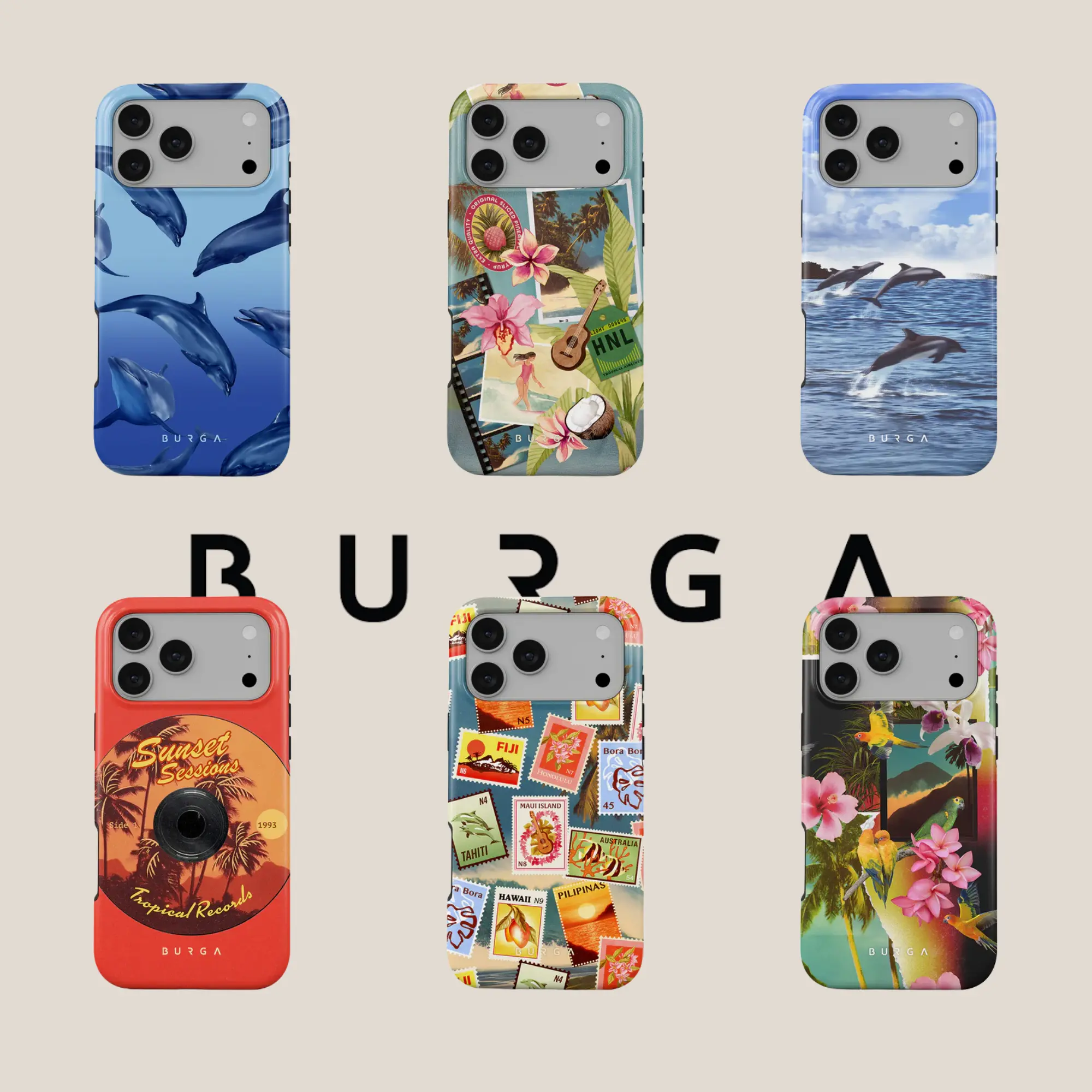 Burga Tropical Sunset & Ocean Beach MagSafe/Tough Case for iPhone 17, 16, 15, 14, 13, 12, 11, Pro Max, Aesthetic Summer Beach Cover, Stylish and Protective Cover, Heavy Duty Shockproof Trendy Phone Shell