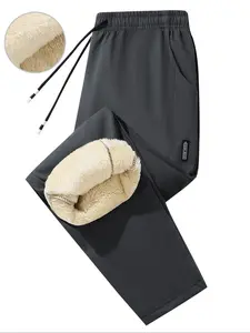 Men's Fleece Lined Long Pants, Casual Woven Fabric, Warm & Cozy for Fall Winter Daily Wear, Ideal for Fitness Activities