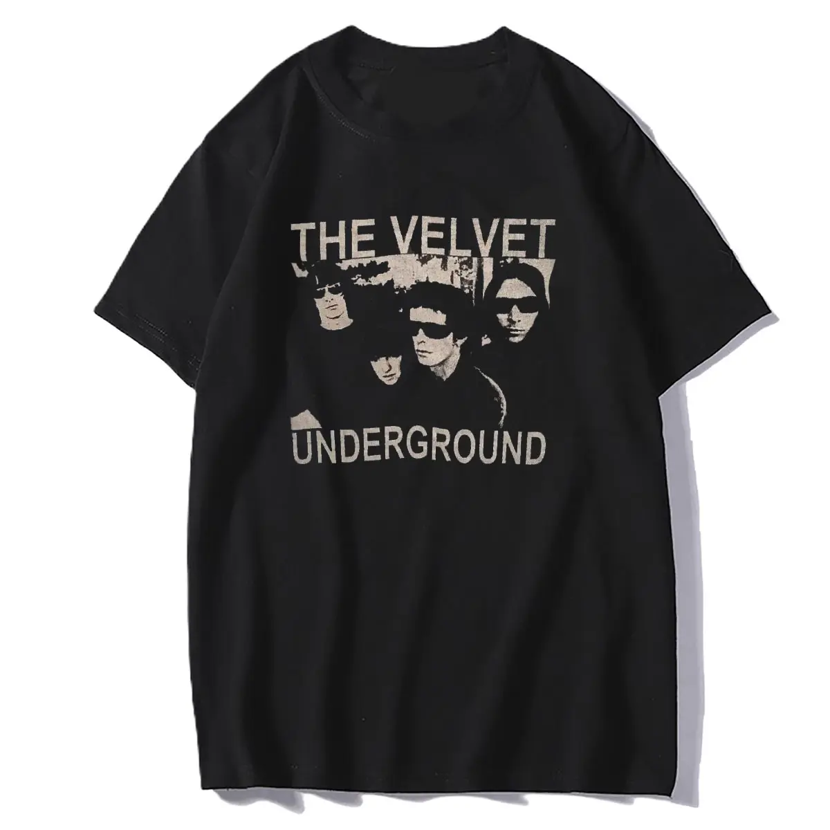 Vintage Lou Reed & Velvet Underground Black Men's T-shirt, Casual Cotton Fabric Shirt
