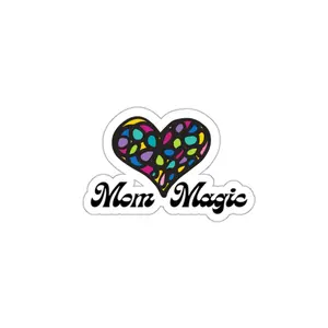 'Mom Magic' Heart Die-Cut Stickers | Colorful Mosaic Heart Sticker for Mother's Day