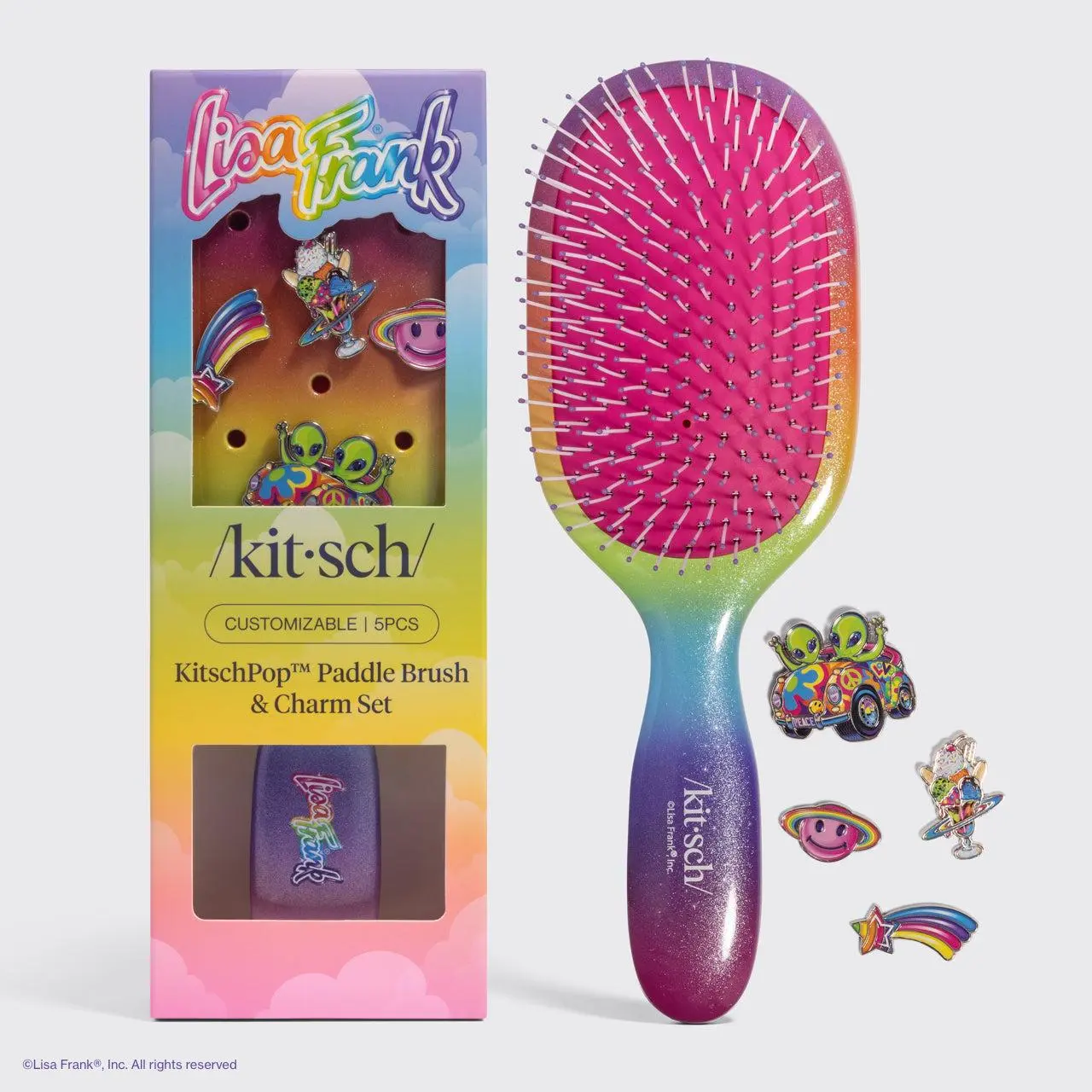 Lisa Frank® x KitschPop™ Paddle Brush 5pc Set - Fantastic World™ of Lisa Frank