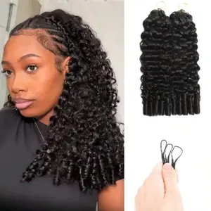 Asakiss Crochet Human Hair Pre-Separated Burmese Curly Crochet Hair for Miracle Knots Knotless Boho Braids,50g/Pack 40 Strands/Pack Time-Saving Water Wave Loose Deep Feather Crochet Hair 4-5 Packs for Full Head Protective Hairstyles For Black Women
