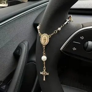 Steering wheel rosary pendant | rosary car pendant accessories | car decoration | unique key chain, stylish car pendant decoration