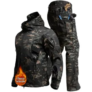 Men's Outdoor Sharkskin Soft-Shell Jacket & Pants Set - Breathable, Fleece-Lined for Hiking, Windproof & 2pcs Suit