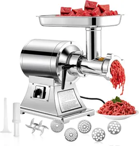 TECSPACE 1.5 HP 1100W Commercial Meat Grinder Heavy Duty, 550 LBS/H Food Grade 304 Stainless Steel Electric Meat Grinder with 5 Grinding Plates, 2 Blades, Meat Pusher, Sausage Tube Portable Smoothie and Grinder Combo electric  juicer immersion  blender