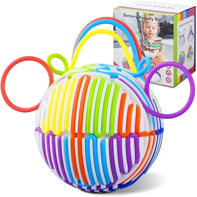 Upgraded 3D Rainbow Silicone Sensory Stress Ball with Tactile Relief Board for Anxiety Relief, Kids & Adults Gift ，3D Rainbow Tactile Stress Ball Silicone Sensory Relief Toy for All Ages