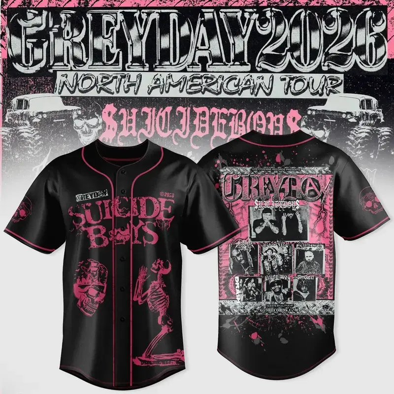 $uicideboy$ Inspired Baseball Jersey Greyday-26 – North American Collection Pink Jersey