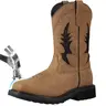 Men's Full Grain Leather Steel Toe Western Work & Safety Boot - Square Toe, Steel Shank Support, Slip-Resistant, Puncture-Proof, Breathable Mesh, Goodyear Welt, Rubber Sole, EVA Midsole, EVA Cushion, Size 7-14 Brown (for Construction,Farming)