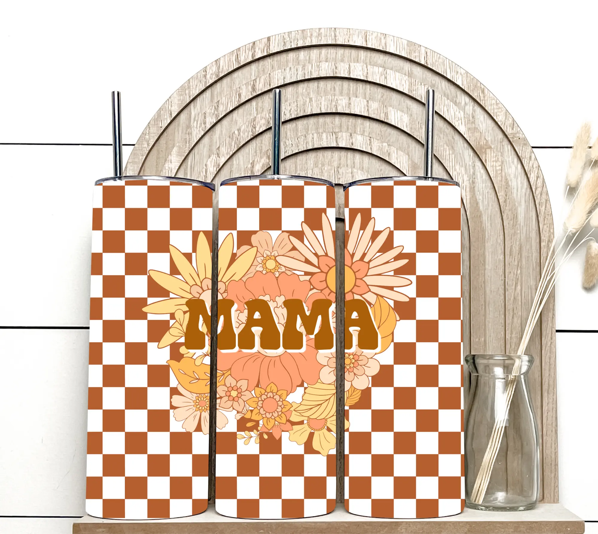Checkerboard Mama Insulated 20 Oz Tumbler