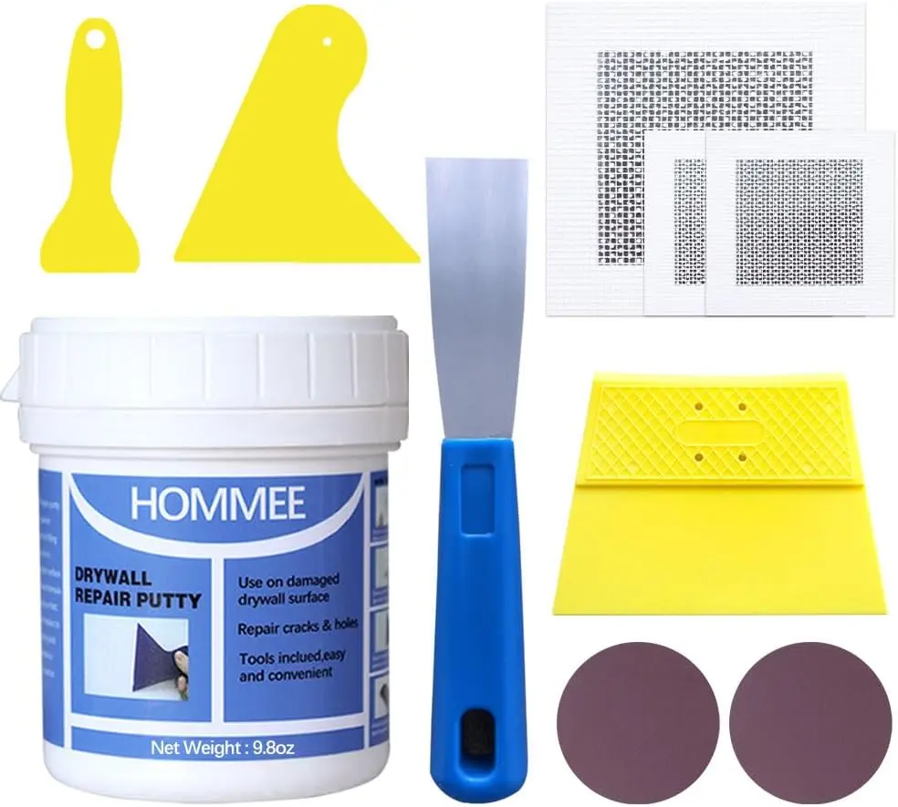 Wall Spackle Paste Repair Kit (9.8oz) - Indoor Use, Fills Gaps, Fixes Wall Holes & Crack Damage, Includes White Repair Compound, Scraper, Sanding Pad for Quick, Easy Application (Home Improvement Building Supply)
