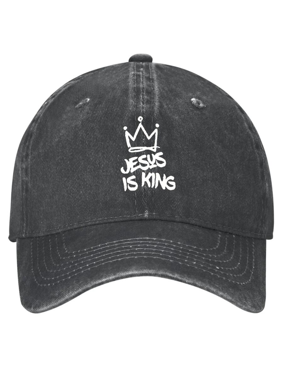 Christian Jesus Is King Crown Vintage Cotton Baseball Cap Religious Faith Dad Hat for Casual Wear Sports Statement Piece