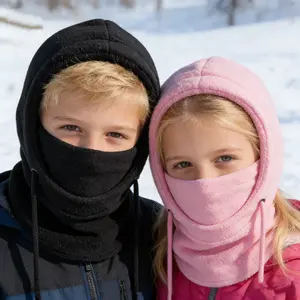 Winter cycling cap Children's face mask Neck cover Helmet integrated hat Outdoor sports Cold protection Children's model