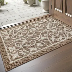DEXI Front Door Mat Indoor Entryway, Inside Welcome Entrance Doormat Low Profile Thin, Non Slip Washable Entry Mats for House Floor Dirt Trapper, 20x32, Gray