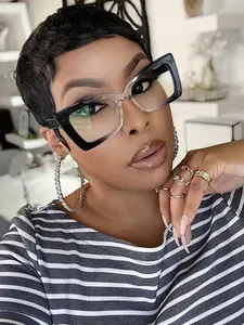 Unisex Classic Casual Fashion Glasses, Stylish Trendy Eyewear, Lightweight Durable Frame, Perfect for Work Commute, Daily Wear Accessories, Student Essentials, Square Frame Eyeglasses