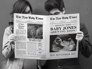 Personalized Newspaper Pregnancy Announcement, Custom Baby Reveal Newspaper, Expecting Parents Coming Soon Keepsake, Printed Physical Item