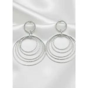 Diamond Cut Multi Circle Drop Earrings