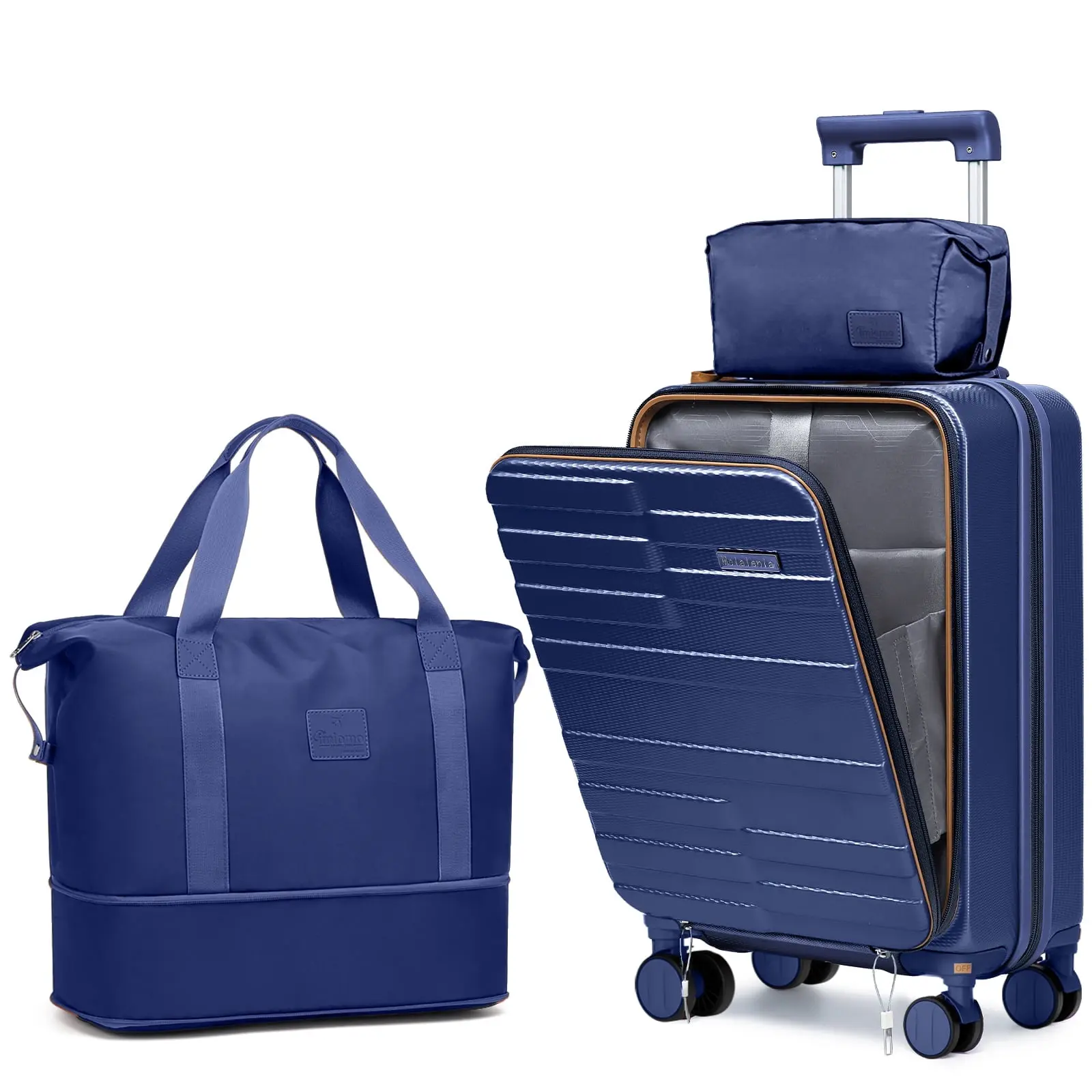 Joyway 3-Piece Front Opening Cover Carry-on Luggage Side Hooks TSA Lock Spinner Wheels YKK Zippers
